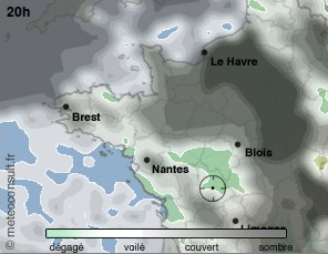 carte météo du ciel à 20h